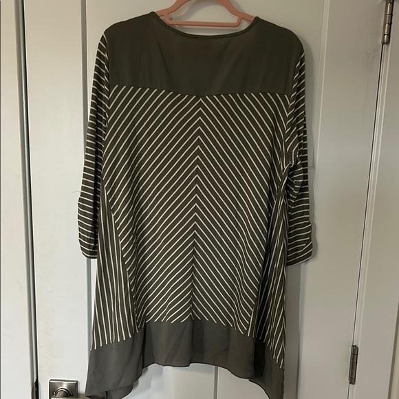 Chico's Striped Olive and Cream Tunic - Picture 7 of 9